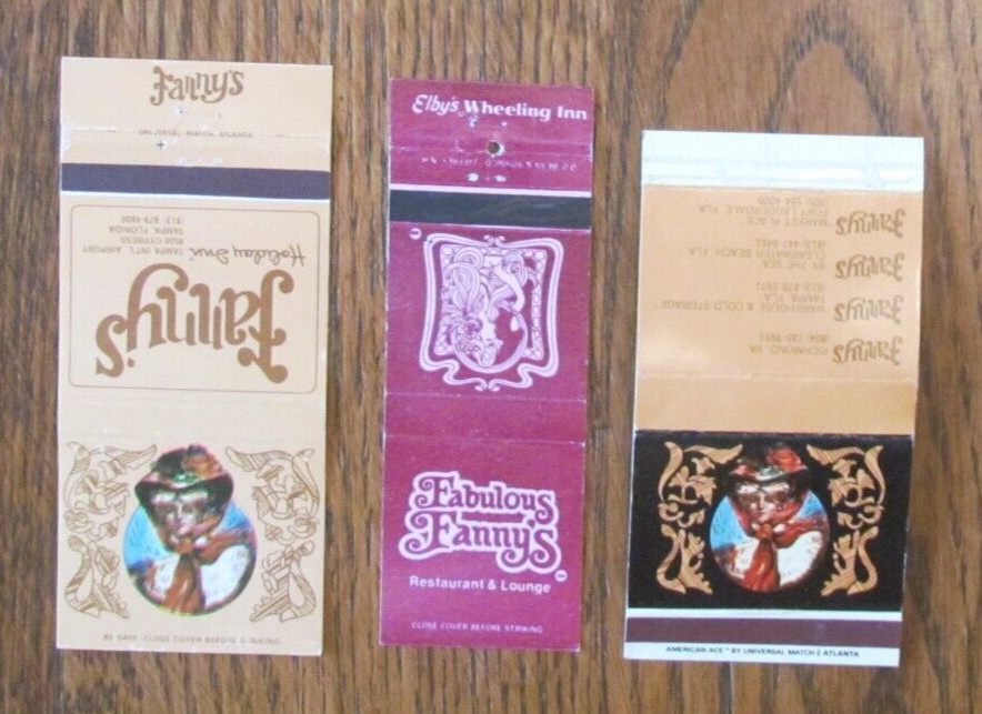 FICTIONAL CHARACTER MATCHBOOK COVERS: FABULOUS FANNY’S EMPTY MATCHCOVERS -B4