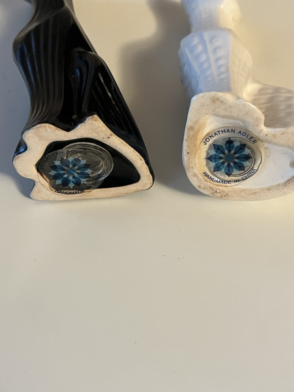 Jonathan Adler Cat Salt & Pepper Shakers New Sticker Black White Art Deco MCM