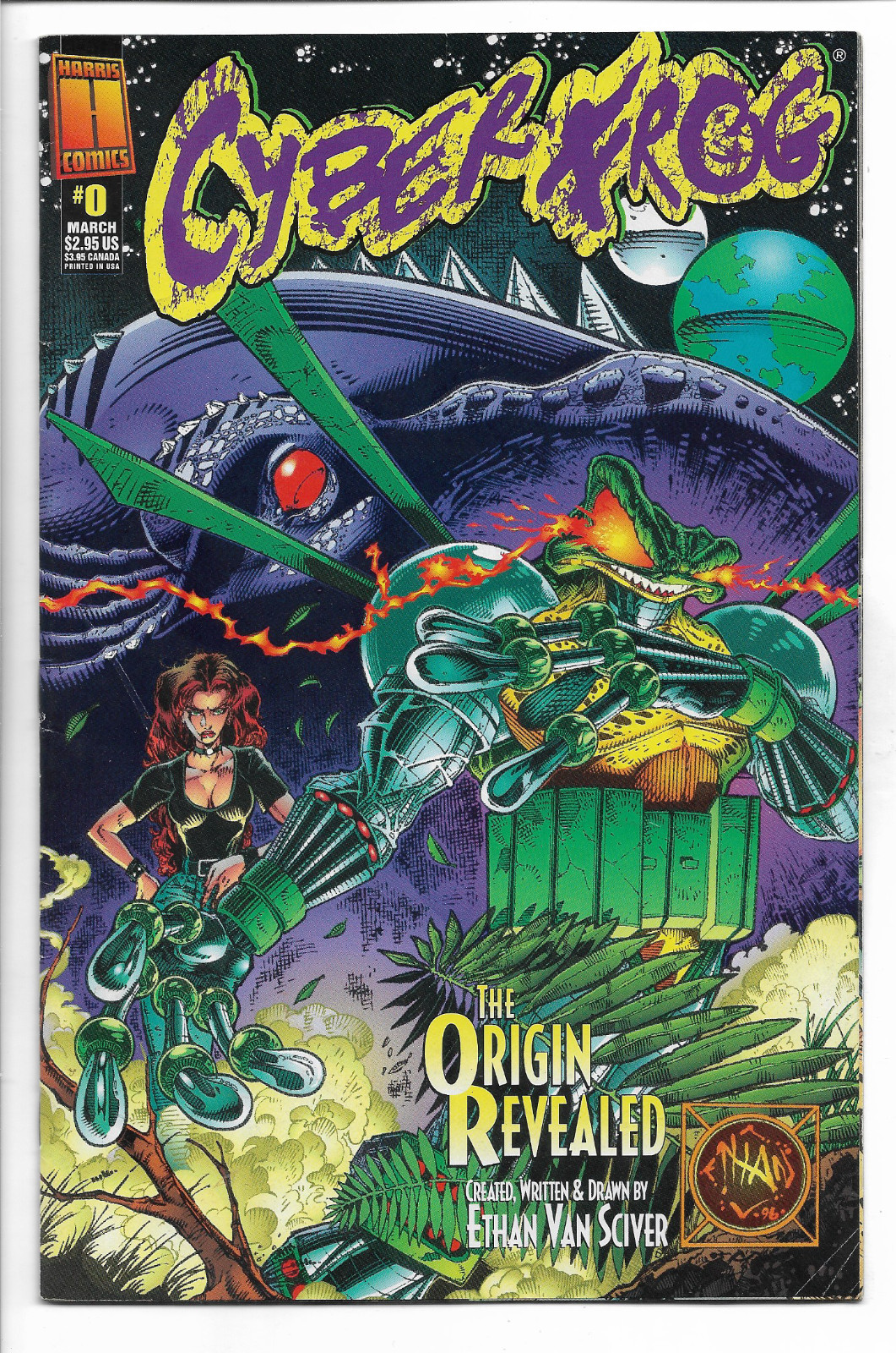 CyberFrog 0 🐸 Rare Ethan Van Sciver 1997 HARRIS Comics Cyber Frog 0 🐸