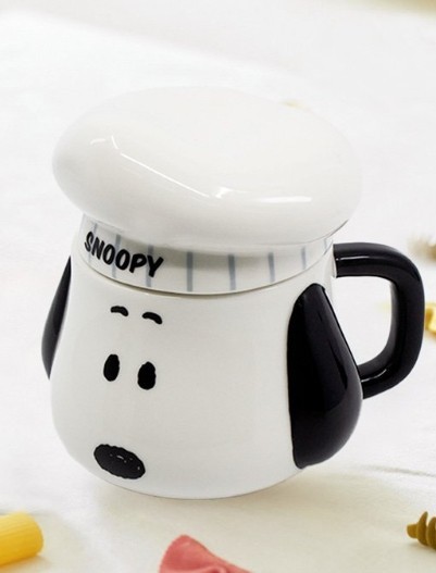 Snoopy Face Mug with Chef Hat Lid Set 500ml ( 17 oz )