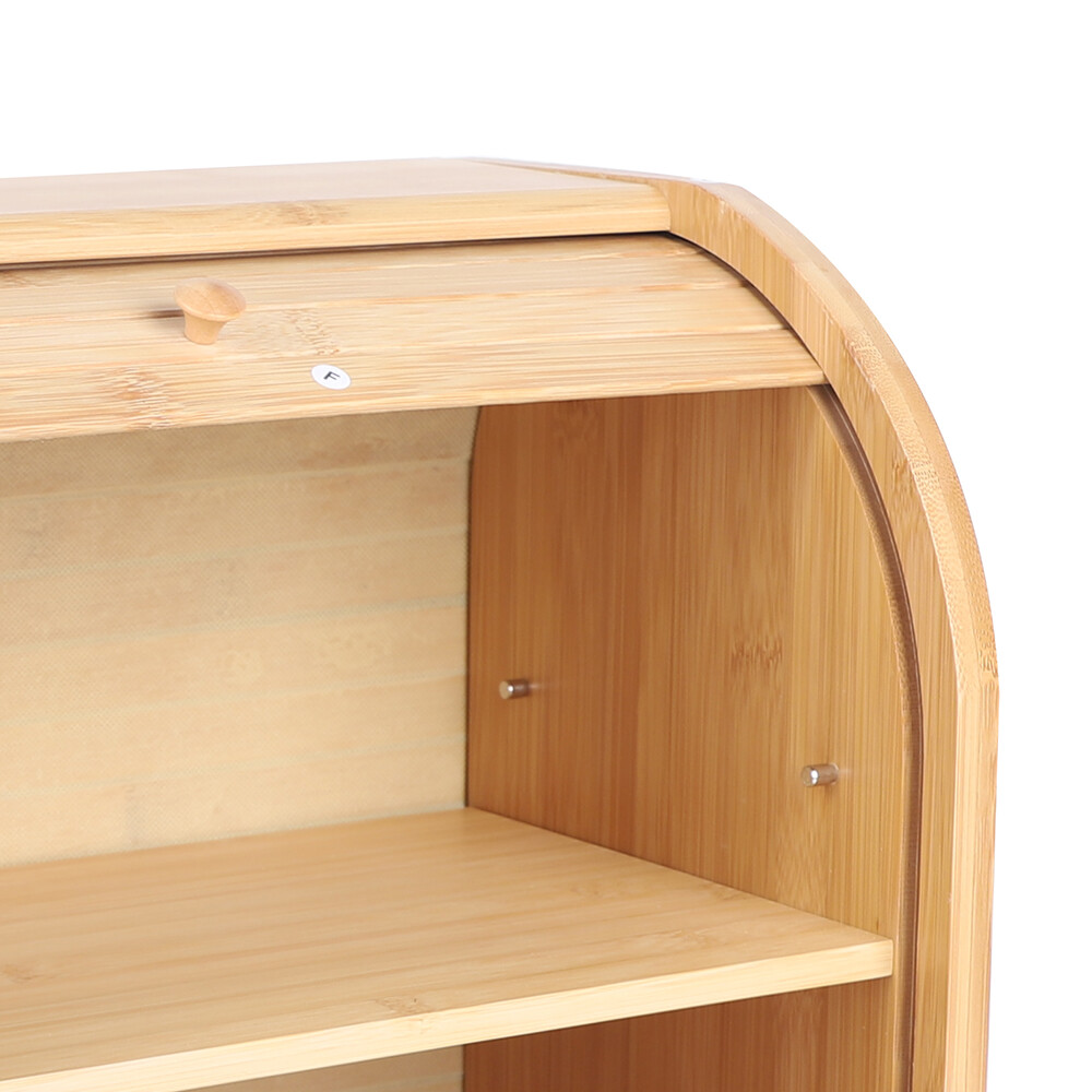 2-Layer Bread Box Bread Keeper Bamboo Wood With Lid Kitchen Storage Containers