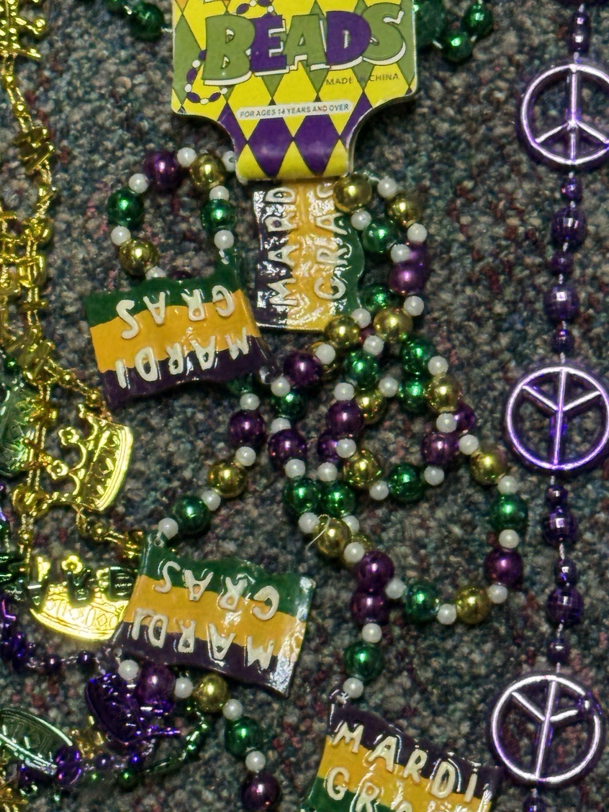 Mardi Gras Beads Necklace Brand New Lot of 5 With Tags Never Worn New Orleans