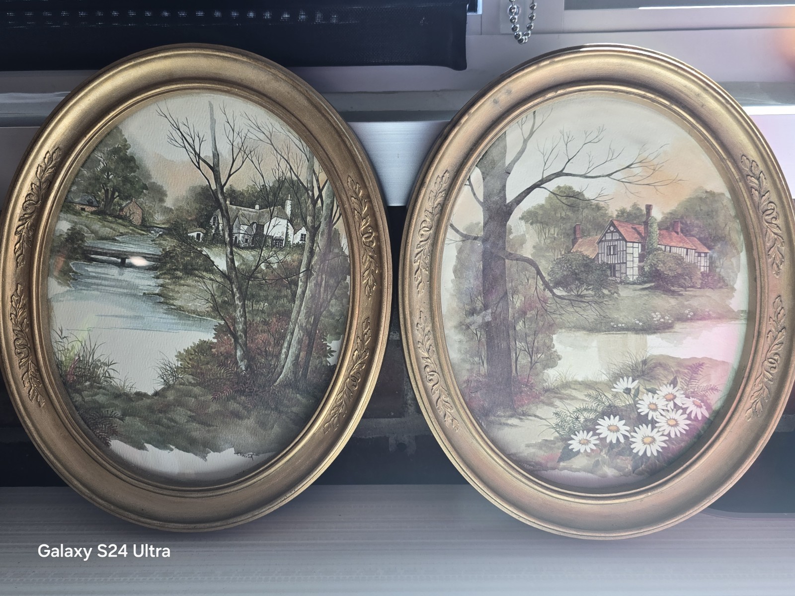 Vintage * 1983 * Homco Oval Wall Picture Prints * Set Of 2 * Country Chic *