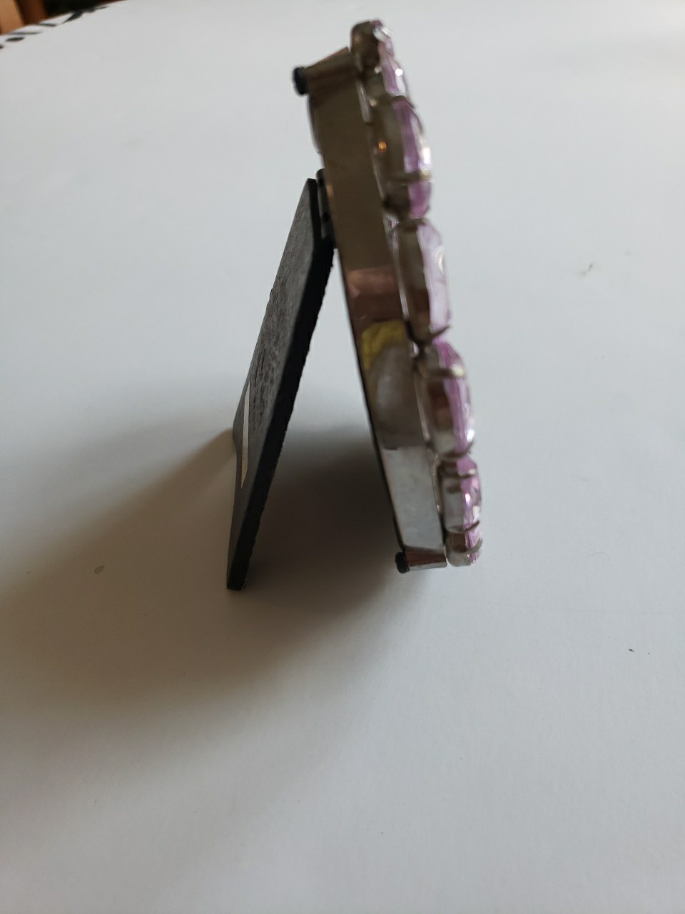 Small Round Picture Frame With Oval Cut Lavender Rhinestones