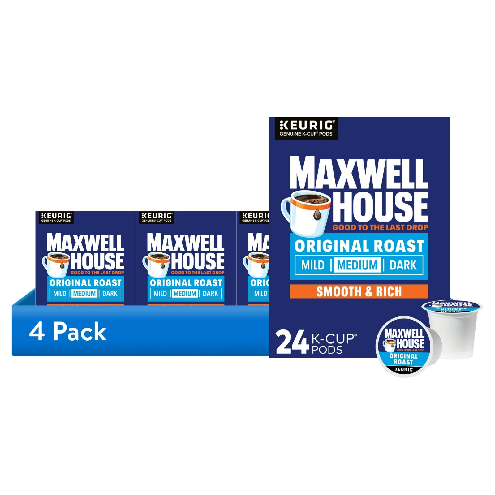 Maxwell House Original Roast Medium Roast K-Cup Coffee Pods, 24 ct (4-Pack Box)