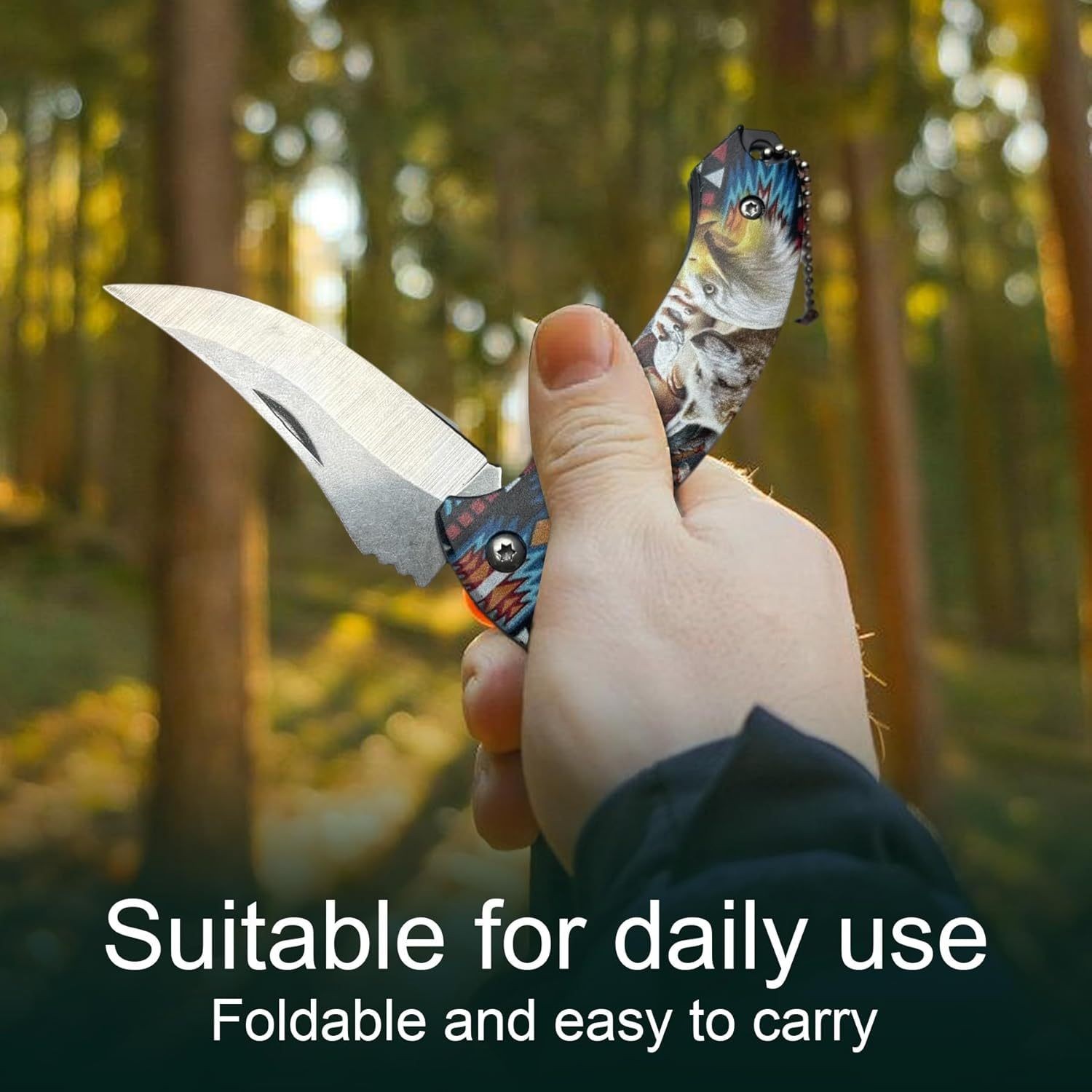 4-Pack Folding&Pocket Knife Native Tribal Designs Compact Keychain Knife Set