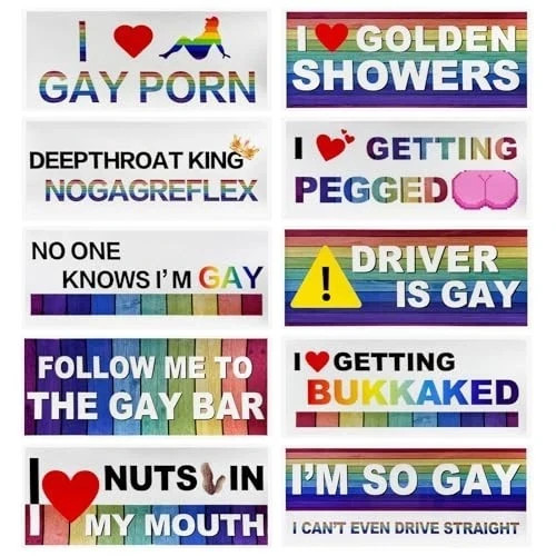 10-pack Rainbow Bumper Decals, Funny Gay Pride Car Stickers for Vehicle
