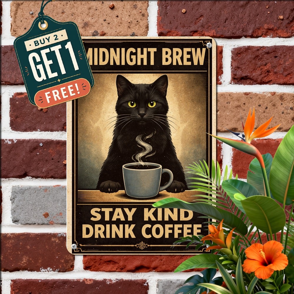 tin metal signs vintage funny black cat because