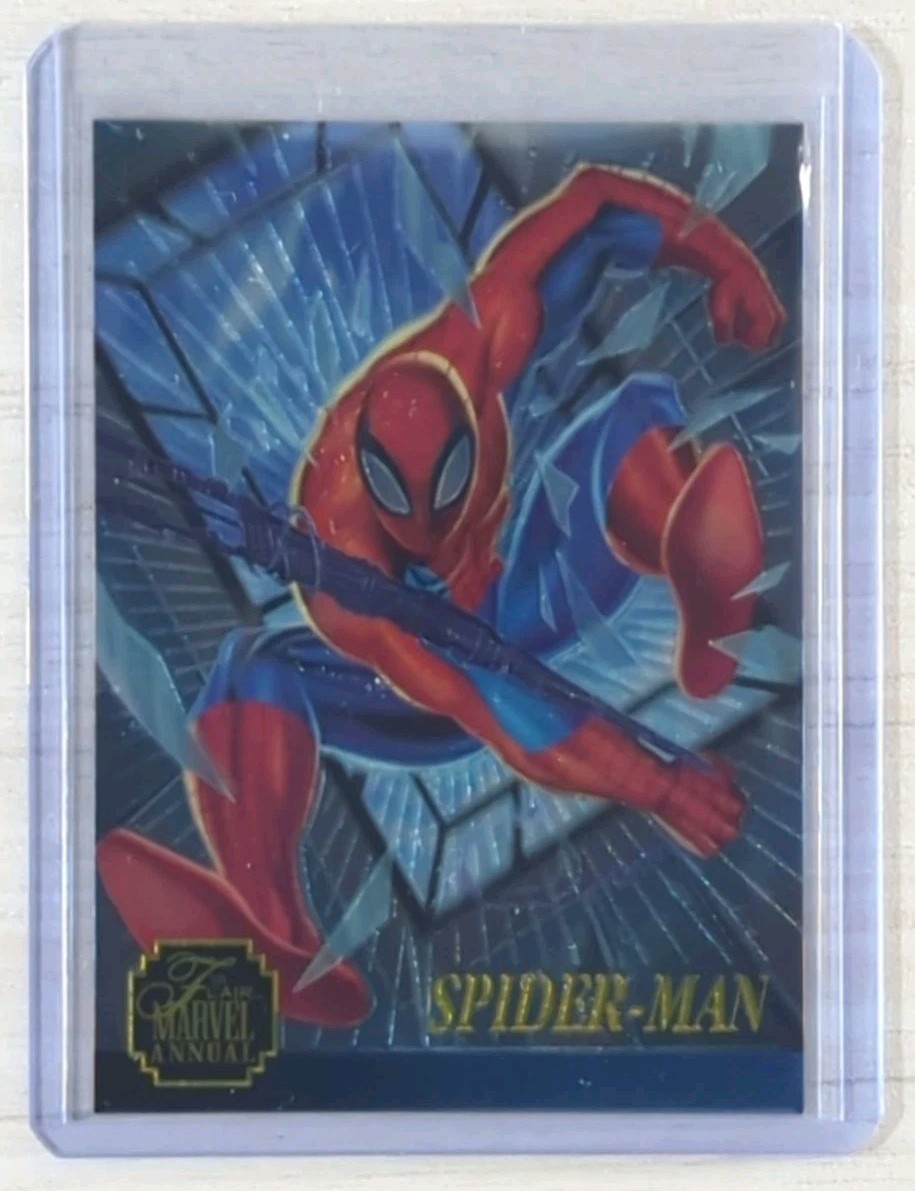 1995 FLEER FLAIR MARVEL ANNUAL CHROMIUM #1 SPIDER-MAN REFRACTOR HOLOGRAM INSERT