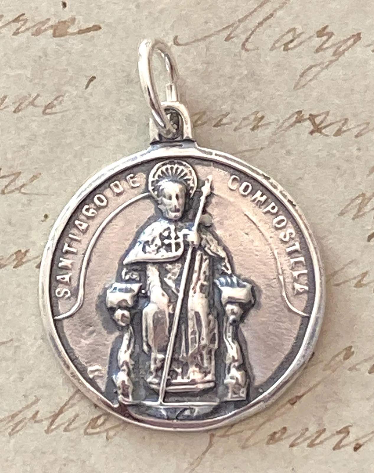 St James Medal – Patron of arthritis suffers – Sterling Silver Antique Replica
