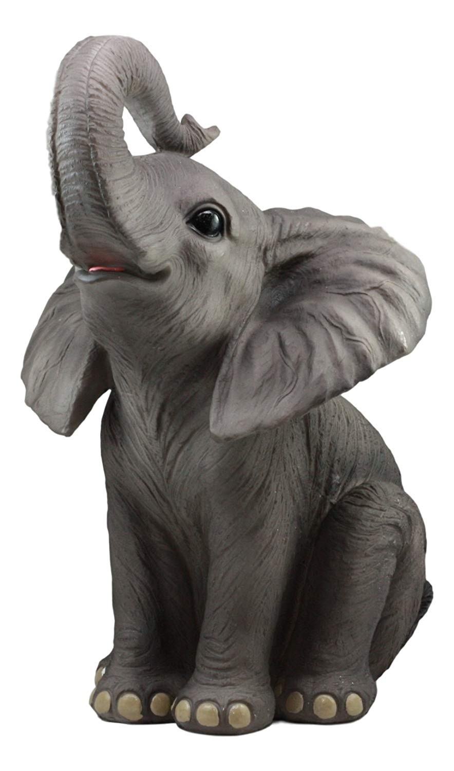 Ebros Ruby The Elephant Sitting Pretty with Trunk Up Large Statue 17″ Tall