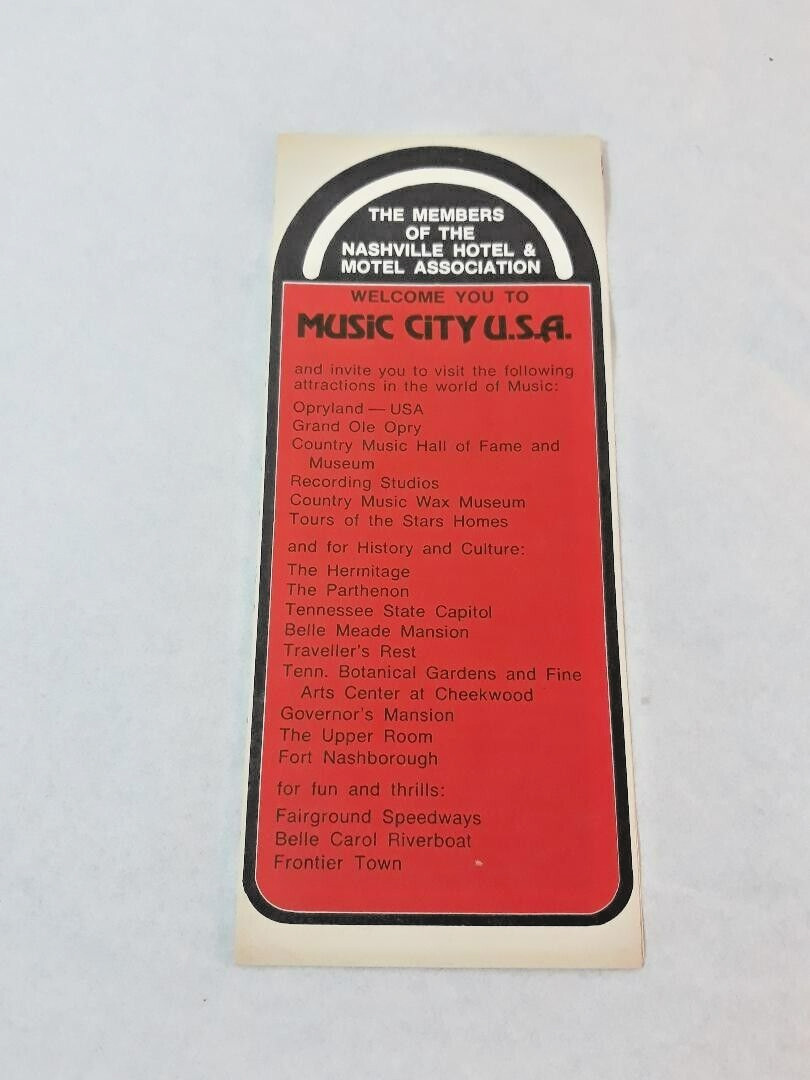 Vintage 1979 NASHVILLE Music City Road Map Brochure Tennessee Capitol