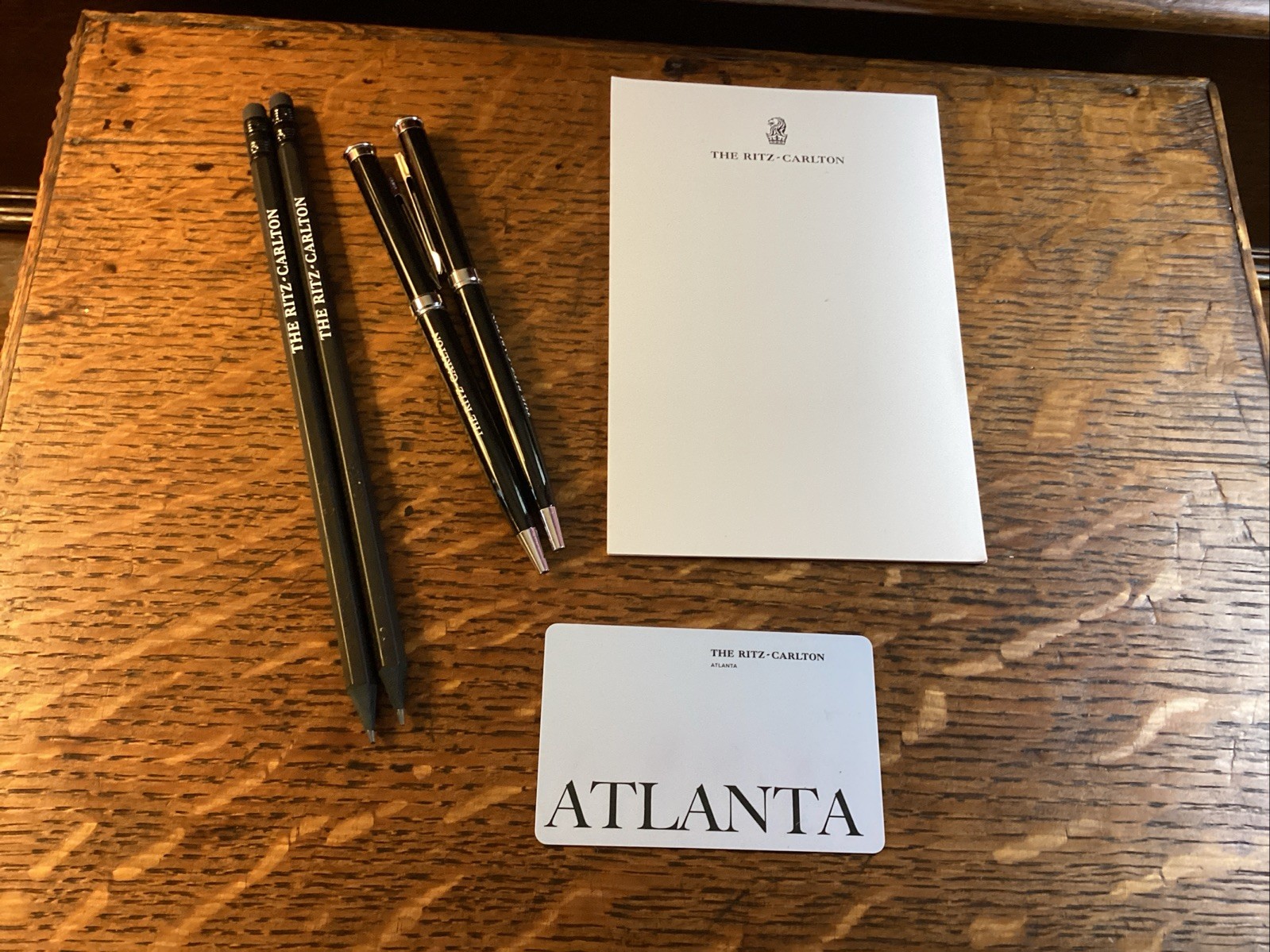 RITZ CARLTON~Lot 2 Pens, 2 Pencils, Paper, ATL Key