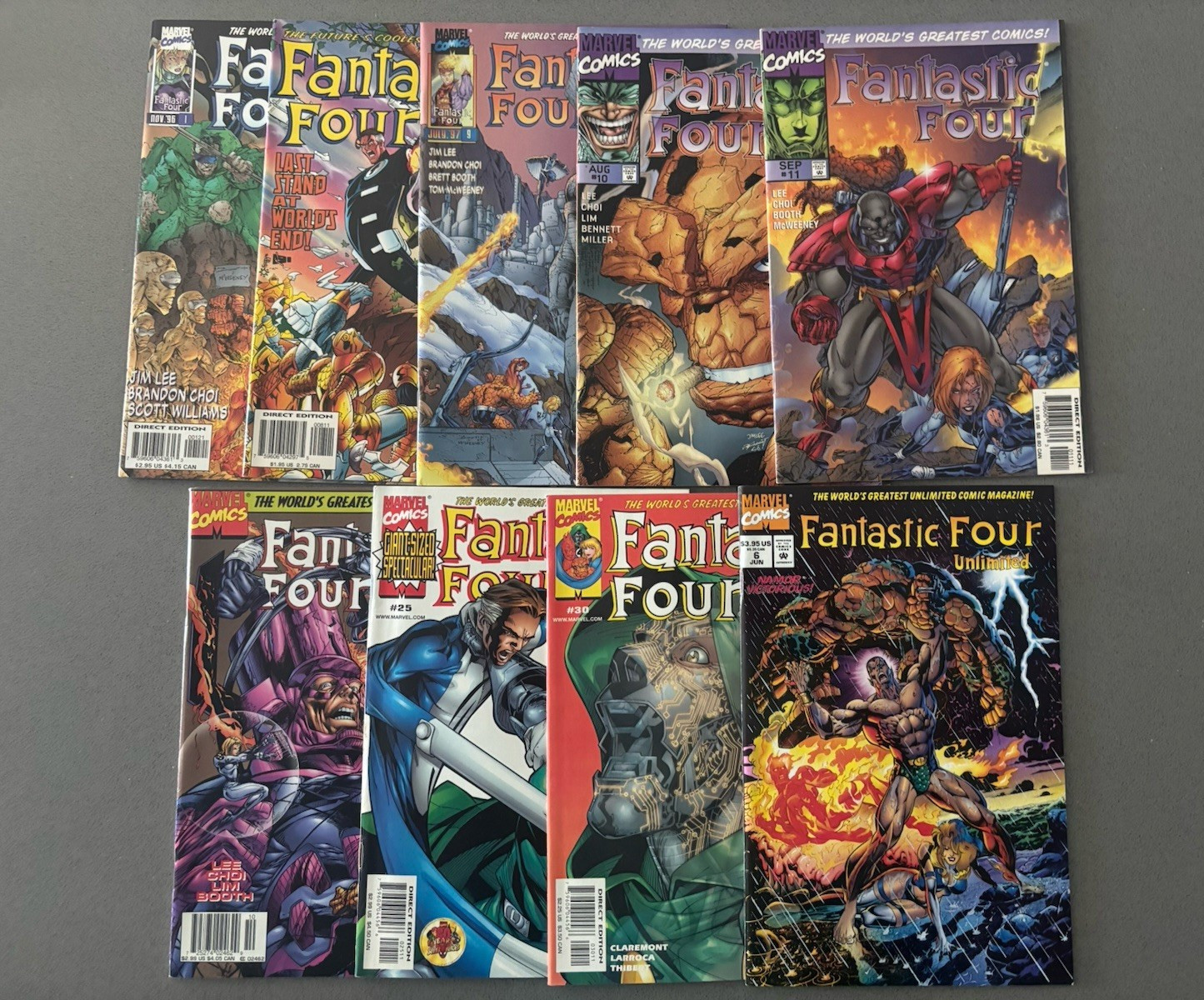 Marvel Fantastic Four 9 Comic Book Lot Direct Edition 1996 Doctor Doom Jim Lee
