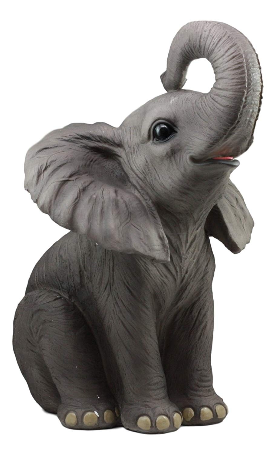 Ebros Ruby The Elephant Sitting Pretty with Trunk Up Large Statue 17″ Tall