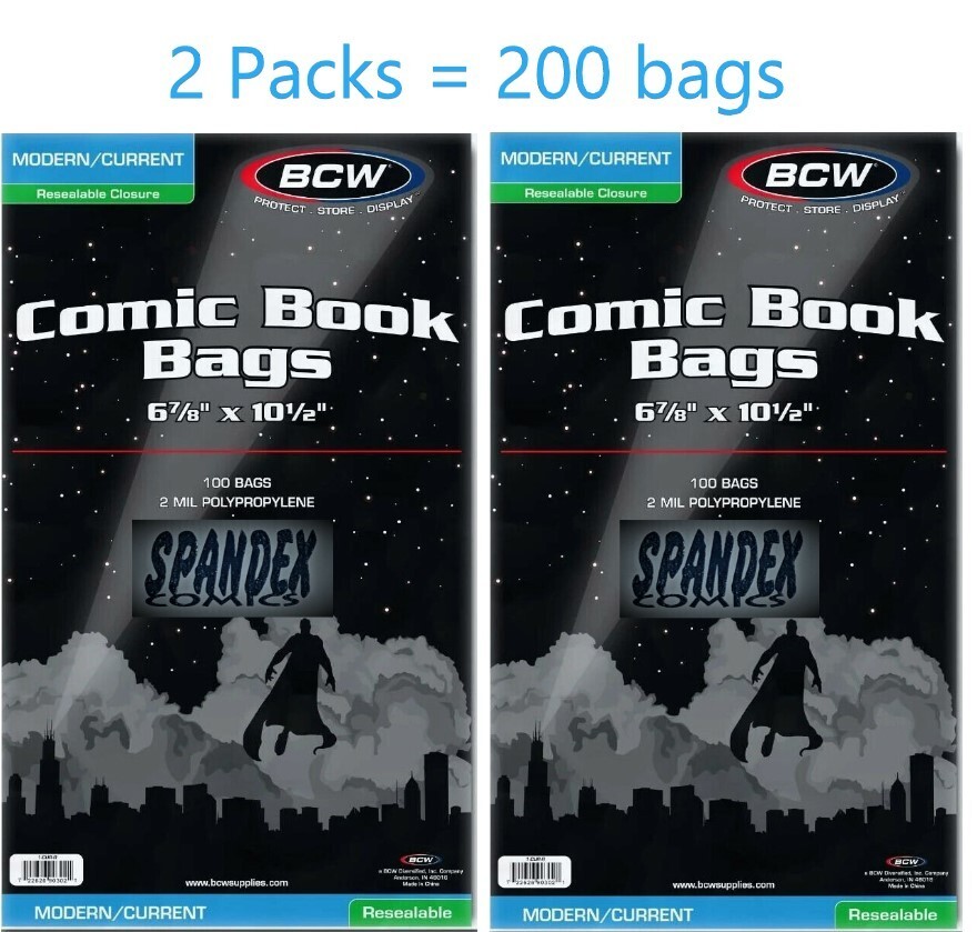 200 – BCW Current Modern Resealable 2-Mil Polypropylene Comic Book Bags!